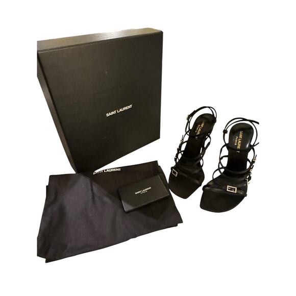 Saint Laurent NIB Jerry High Heel Sandals in Black Size 37.5 - Picture 3 of 12